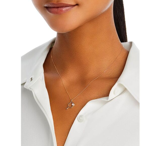 Sterling Silver CZ Pickleball Racket Pendant Necklace w/18K Gold Plating:P12 - Picture 2 of 2